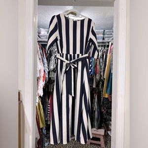 Dark Navy and White Striped Dress
